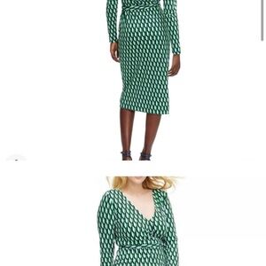 Diane Von Furstenberg Green Long Sleeve Dress